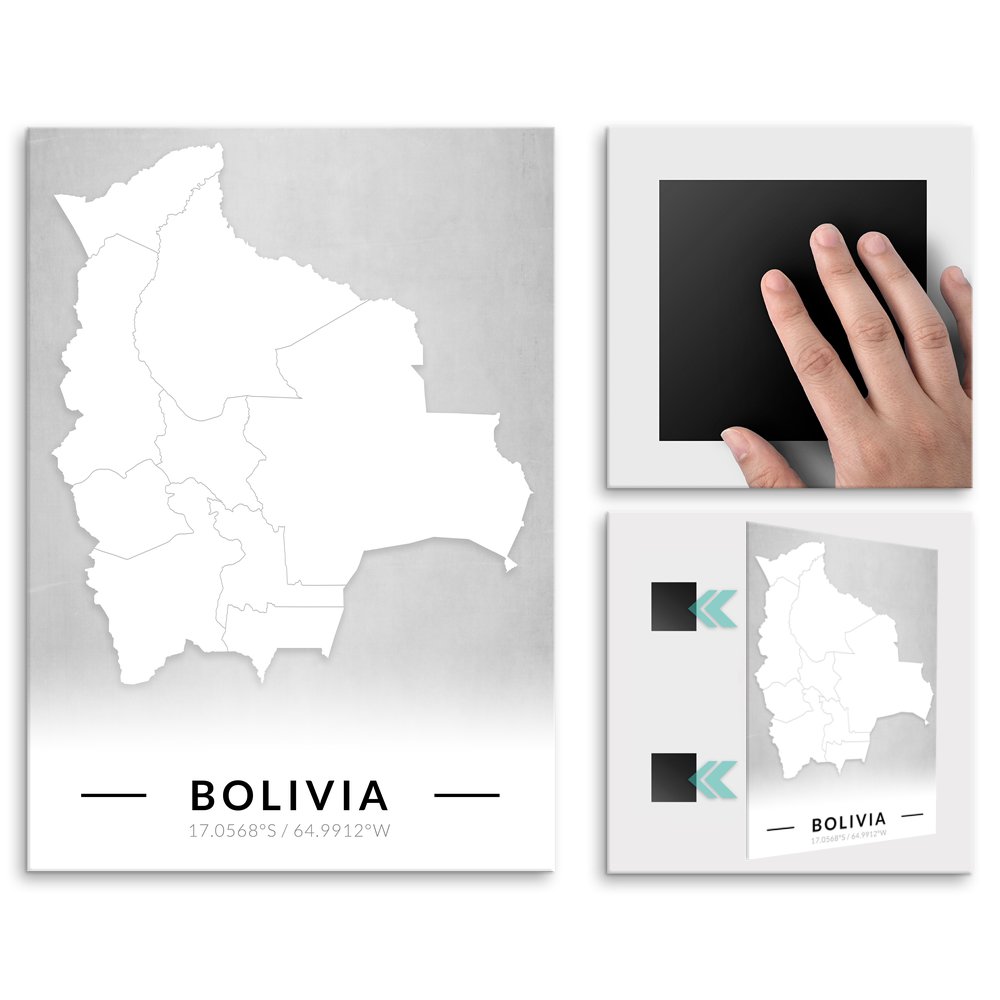 Plakat metalowy Mapa B&W Bolivia L