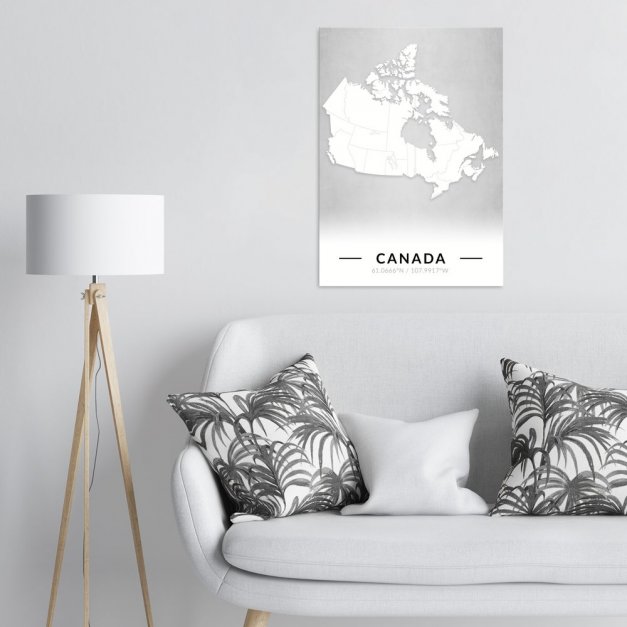 Plakat metalowy Mapa B&W Kanada L