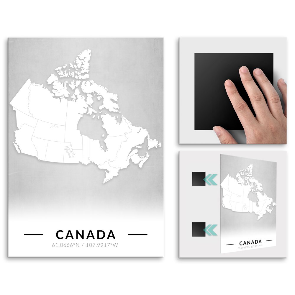 Plakat metalowy Mapa B&W Kanada L