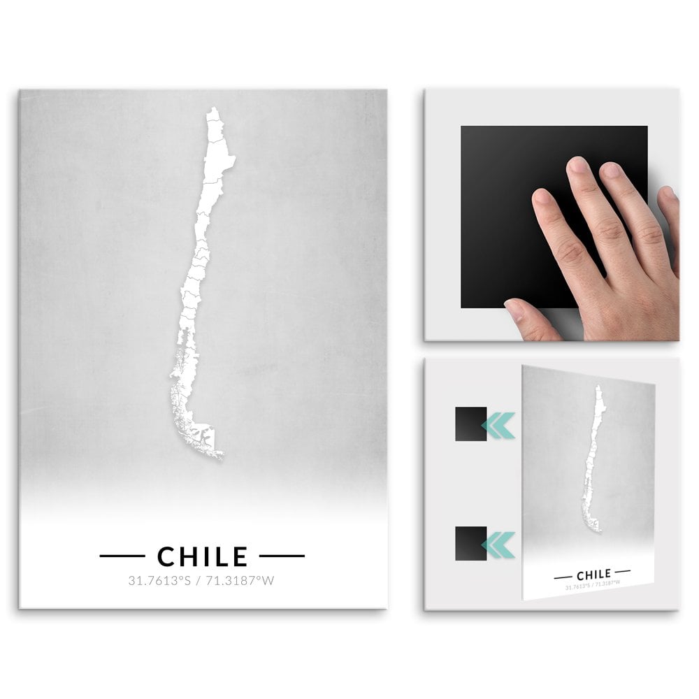 Plakat metalowy Mapa B&W Chile L