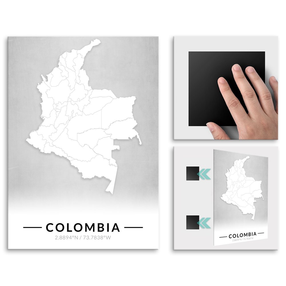 Plakat metalowy Mapa B&W Kolumbia L