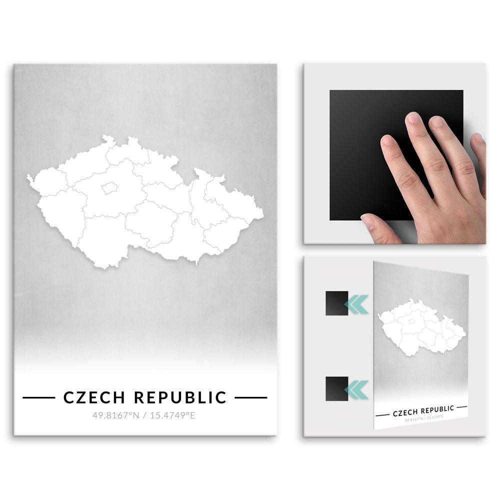 Plakat metalowy Mapa B&W Czechy L