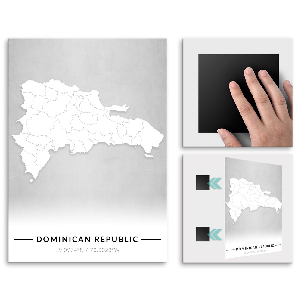 Plakat metalowy Mapa B&W Dominikana L