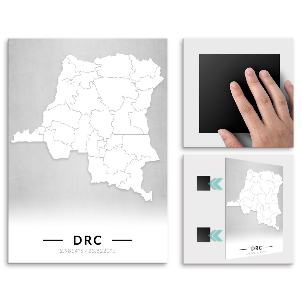 Plakat metalowy Mapa B&W Demokratyczna Republika Konga L