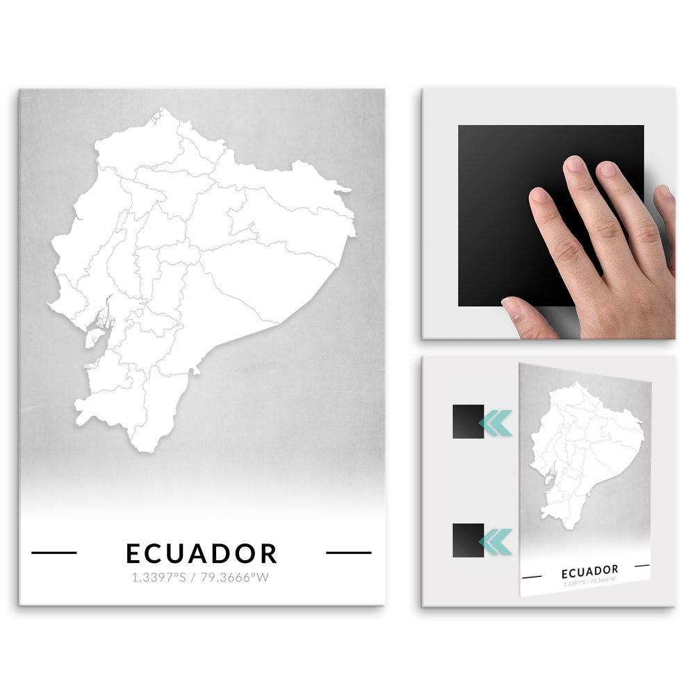 Plakat metalowy Mapa B&W Ekwador L