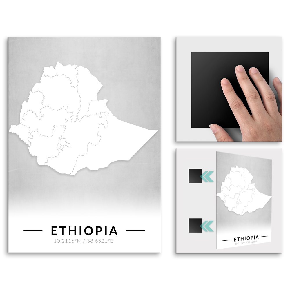 Plakat metalowy Mapa B&W Etiopia L