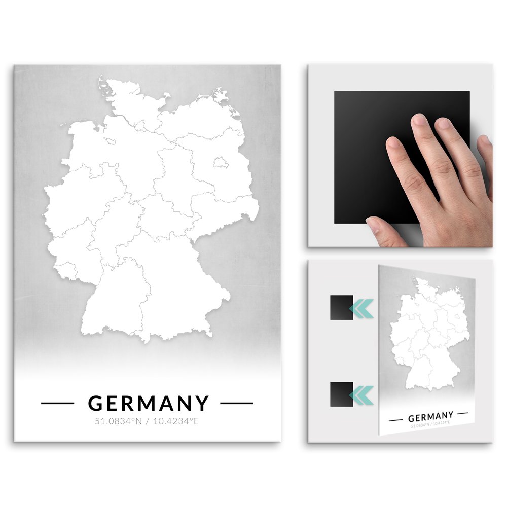 Plakat metalowy Mapa B&W Niemcy L