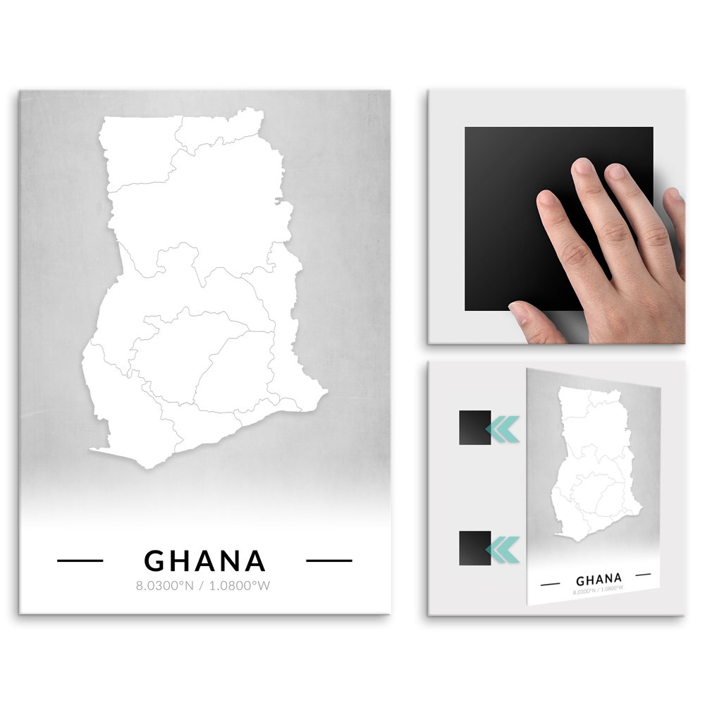 Plakat metalowy Mapa B&W Ghana L