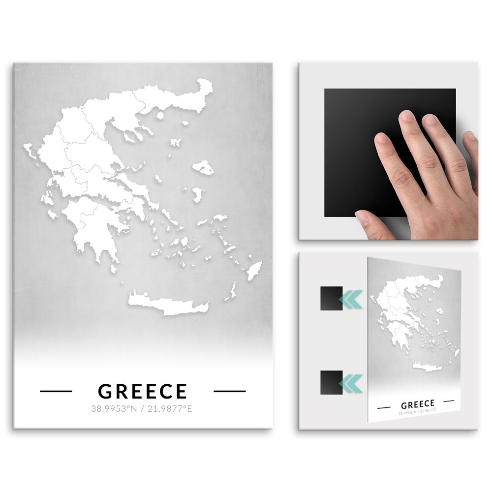 Plakat metalowy Mapa B&W Grecja M