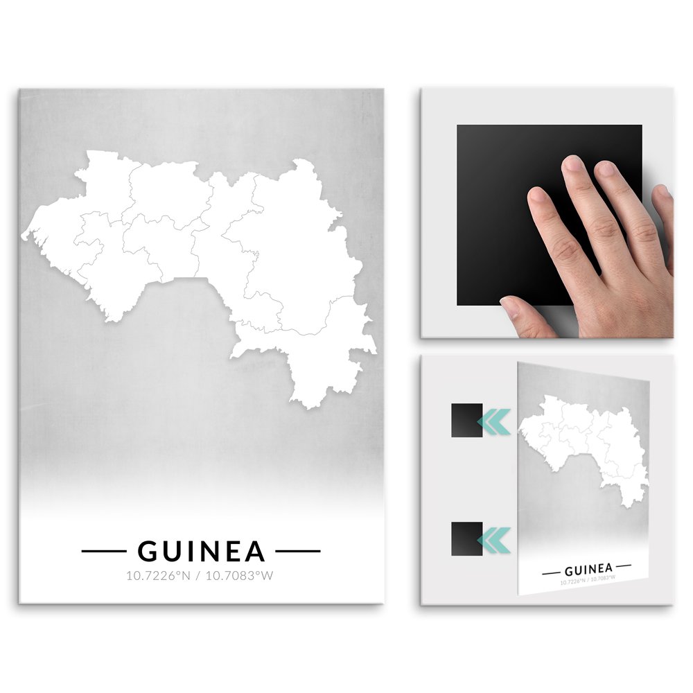 Plakat metalowy Mapa B&W Gwinea L
