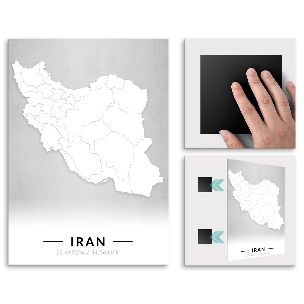 Plakat metalowy Mapa B&W Iran M