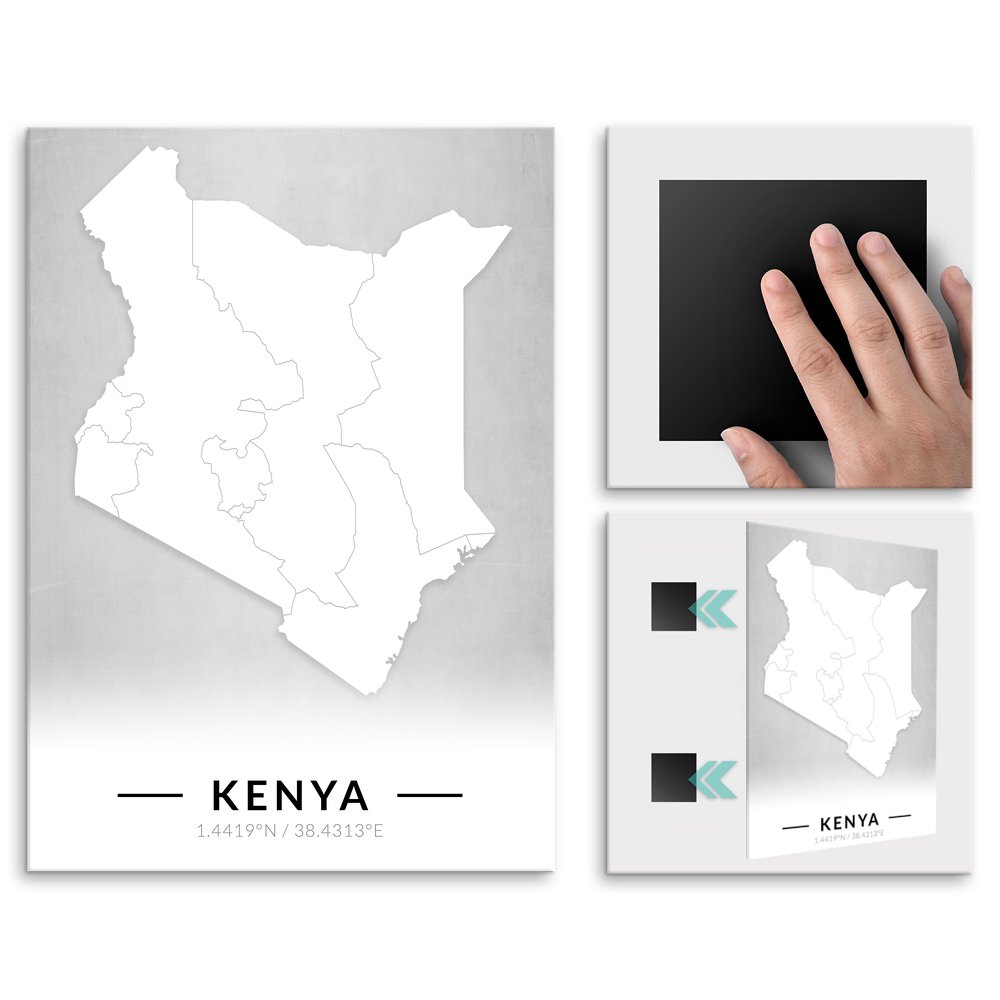 Plakat metalowy Mapa B&W Kenia M