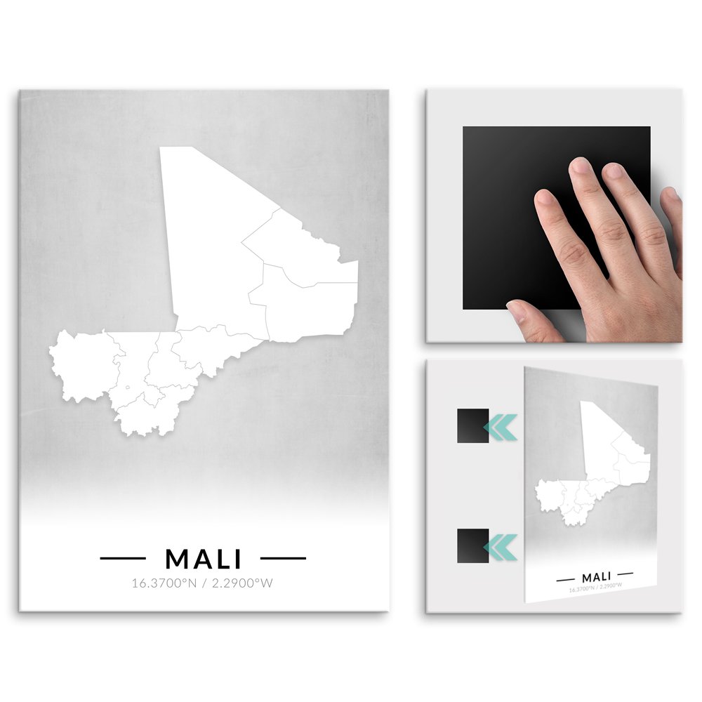 Plakat metalowy Mapa B&W Mali M