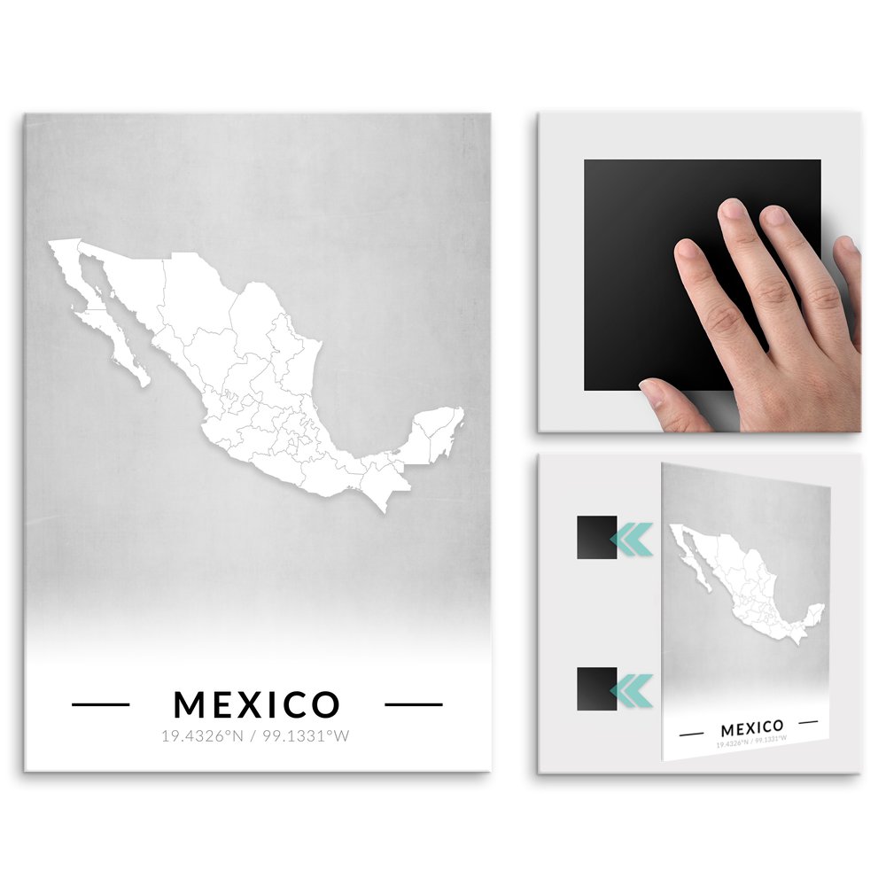 Plakat metalowy Mapa Pastwo B&W Meksyk M