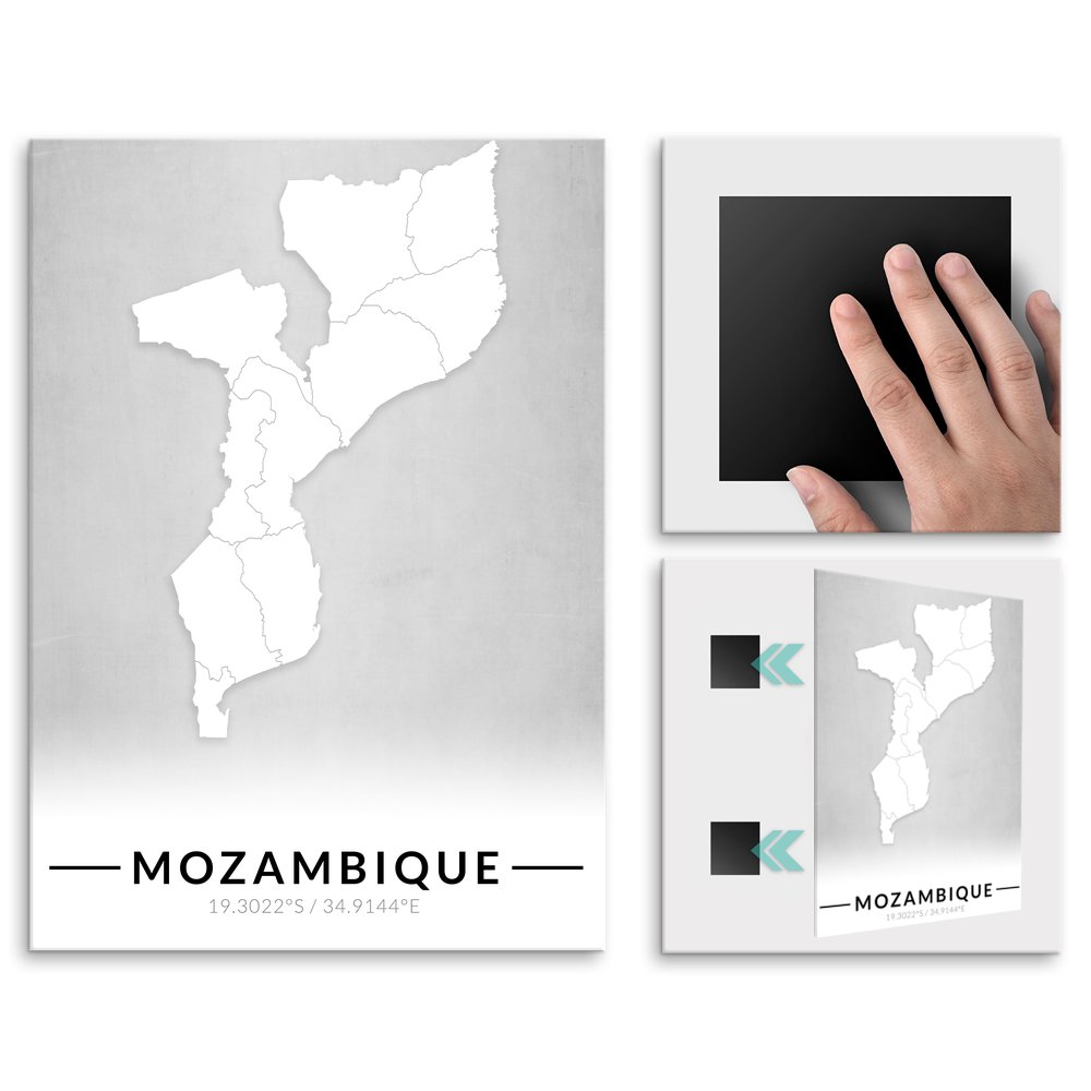 Plakat metalowy Mapa B&W Mozambik L