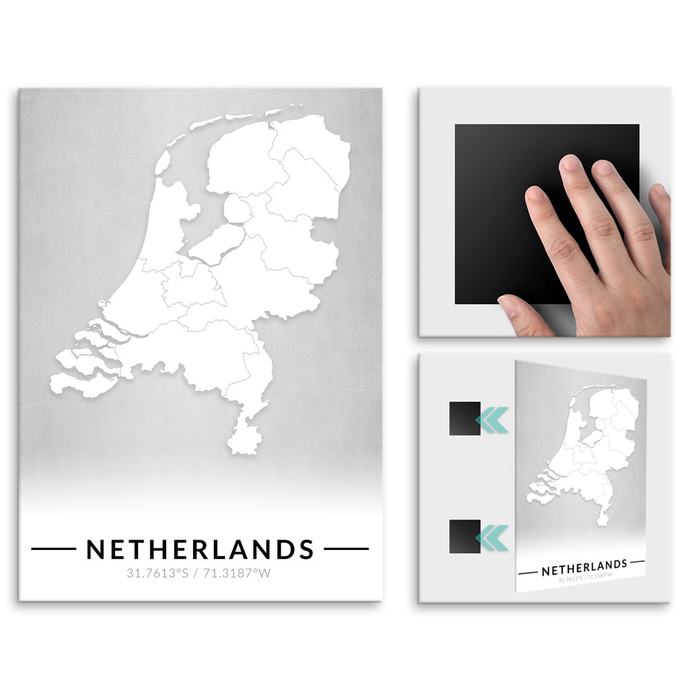 Plakat metalowy Mapa B&W Holandia L