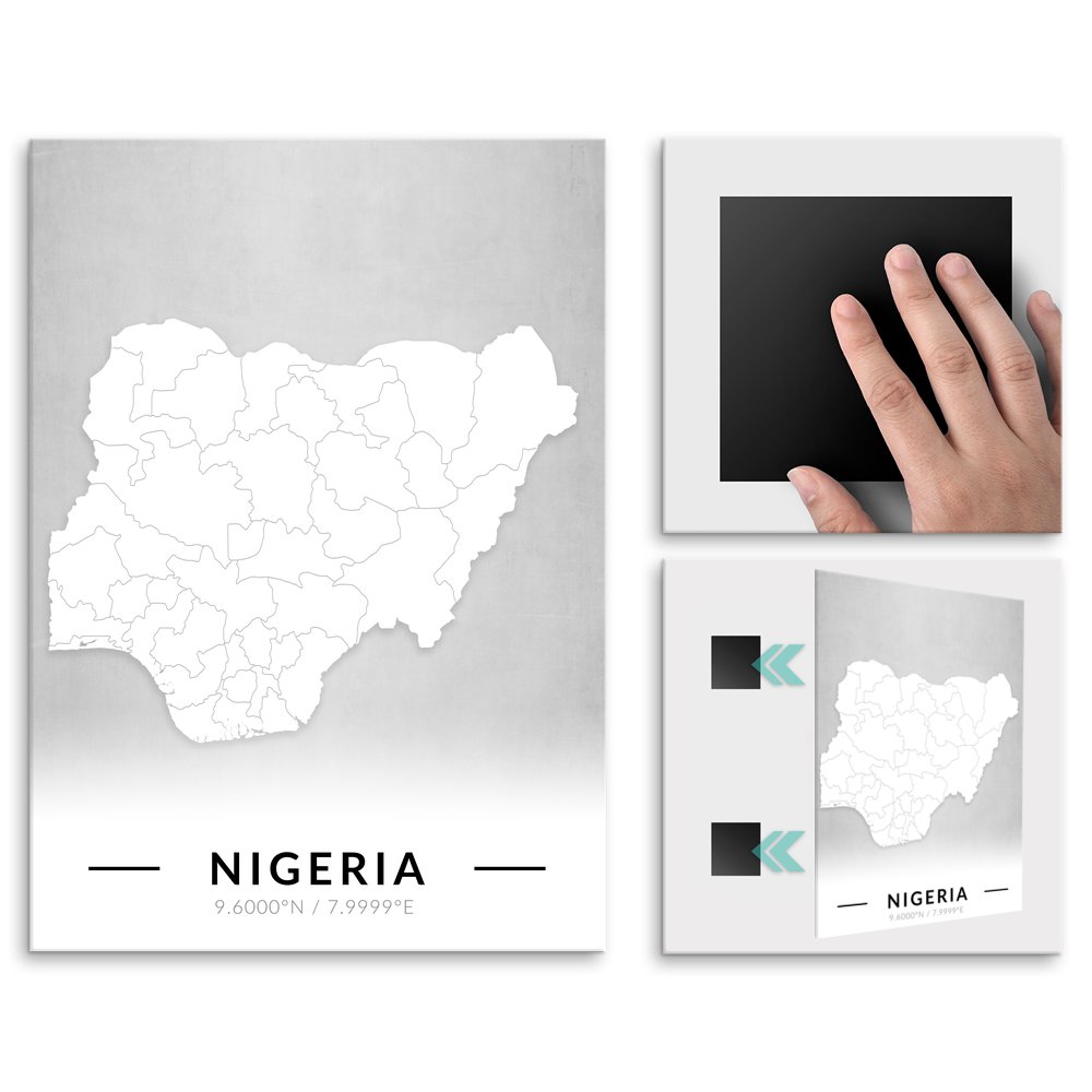 Plakat metalowy Mapa B&W Nigeria L
