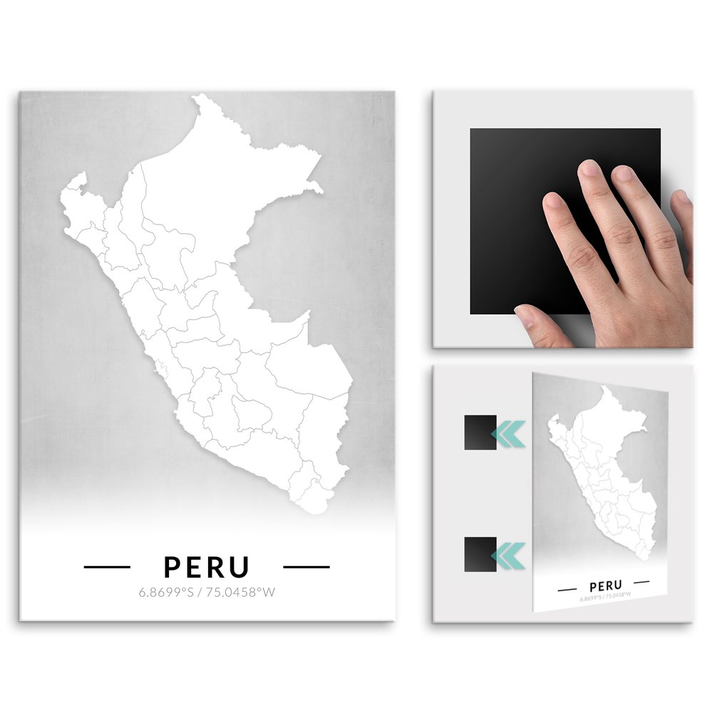 Plakat metalowy Mapa B&W Peru L