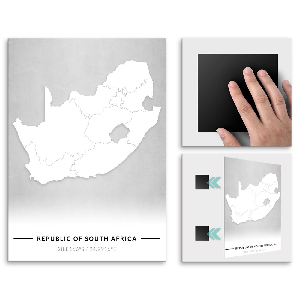 Plakat metalowy Mapa B&W Republika Poudniowej Afryki L