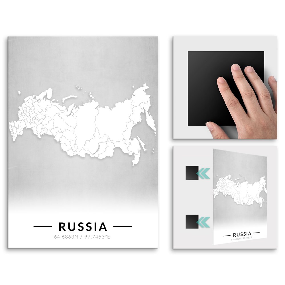 Plakat metalowy Mapa B&W Rosja L