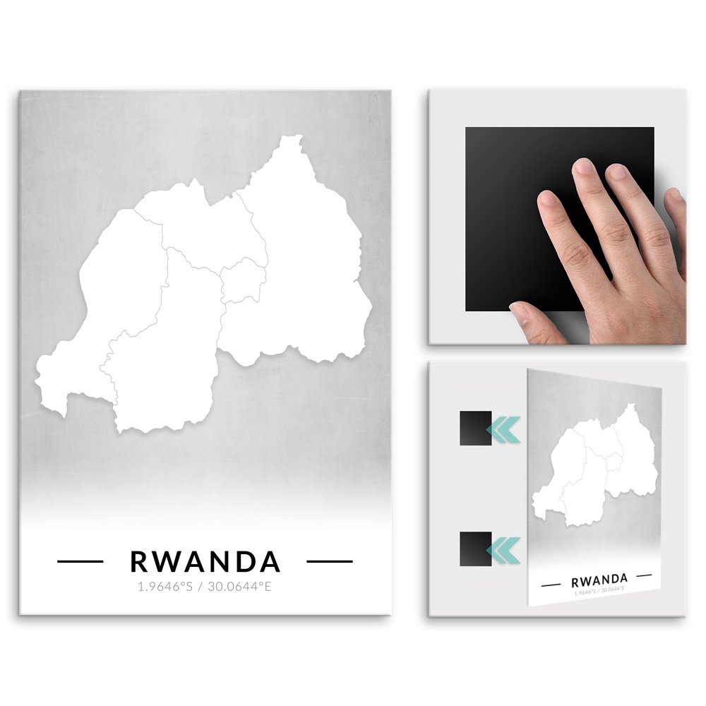 Plakat metalowy Mapa B&W Rwanda L