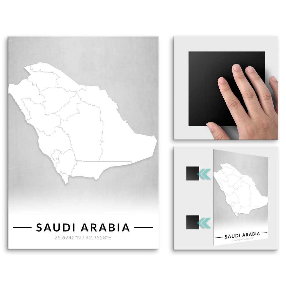 Plakat metalowy Mapa B&W Arabia Saudyjska L