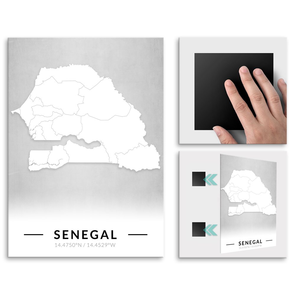 Plakat metalowy Mapa B&W Senegal M