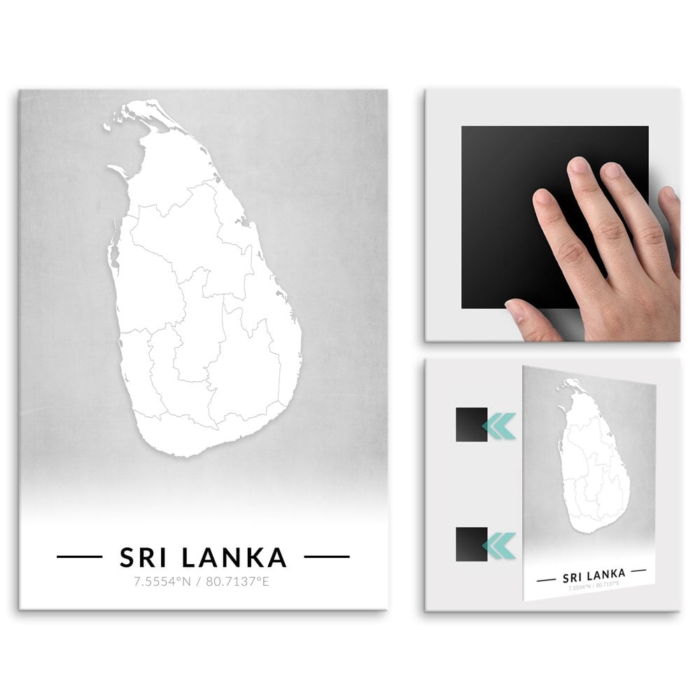 Plakat metalowy Mapa B&W Sri Lanka M