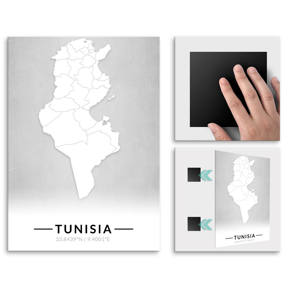 Plakat metalowy Mapa B&W Tunezja M