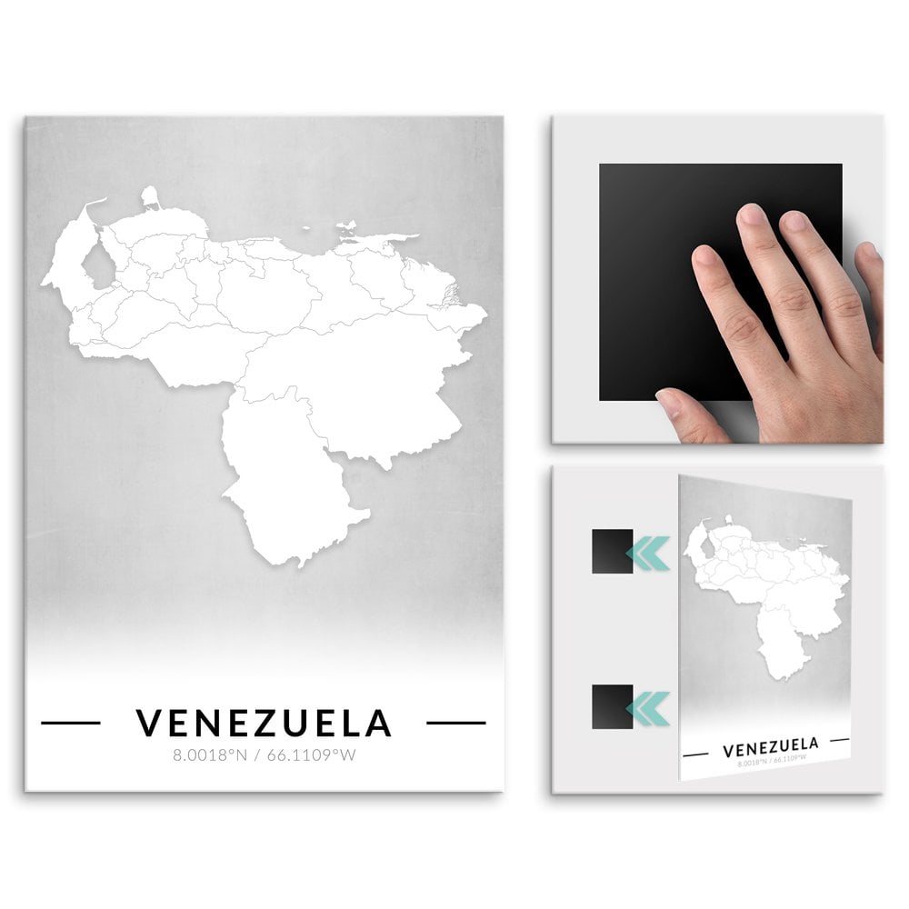 Plakat metalowy Mapa B&W Wenezuela L