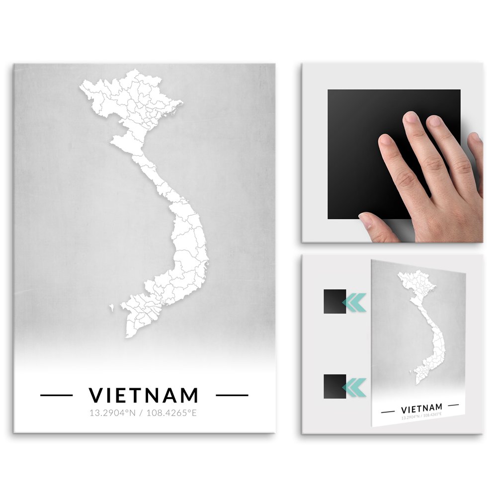 Plakat metalowy Mapa B&W Wietnam L