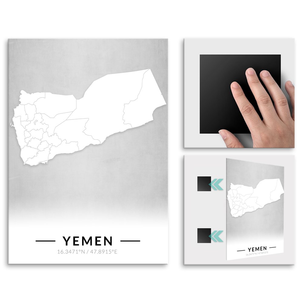 Plakat metalowy Mapa B&W Jemen L