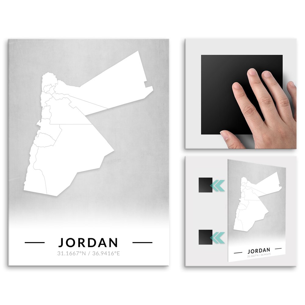 Plakat metalowy Mapa B&W Jordania L