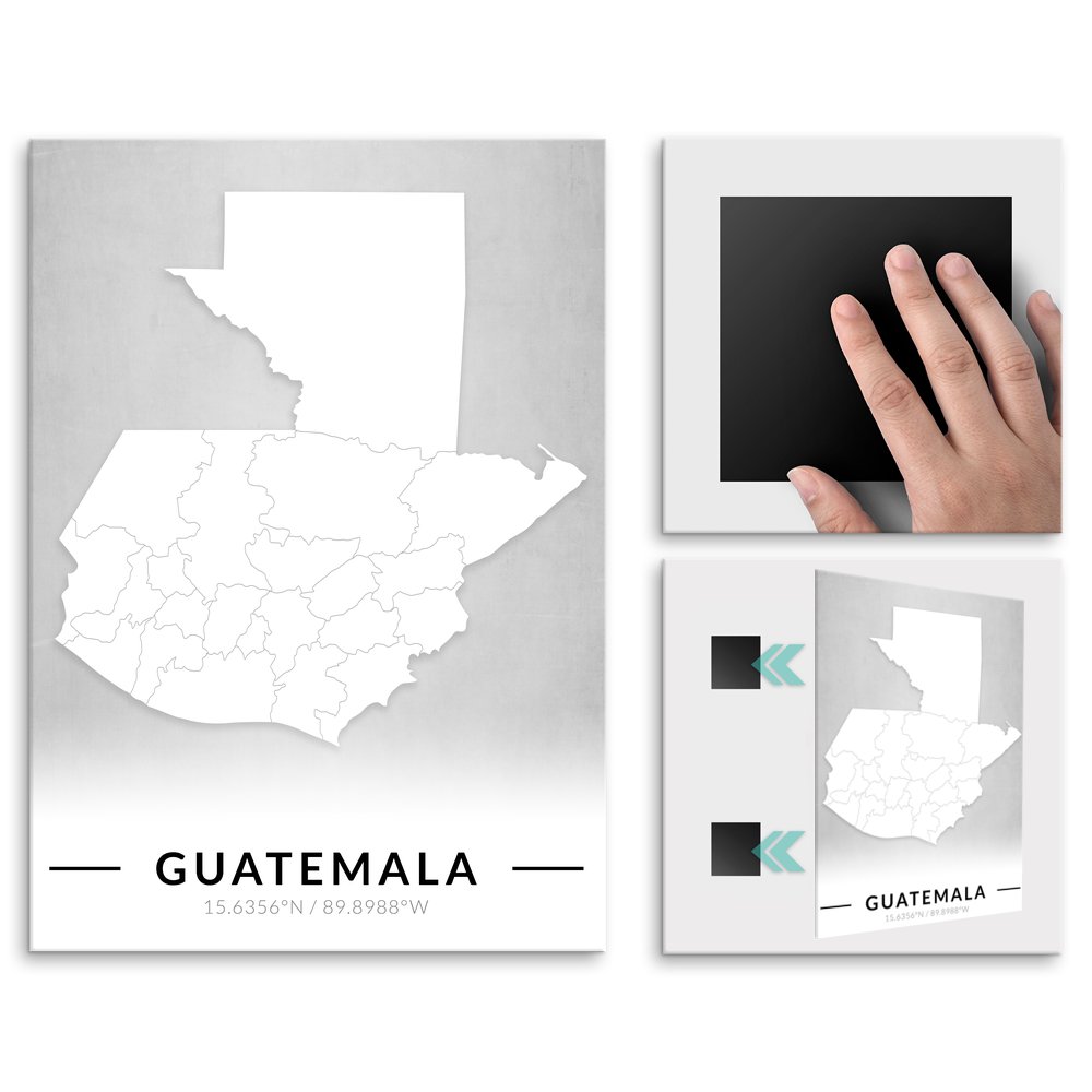Plakat metalowy Mapa B&W Gwatemala L