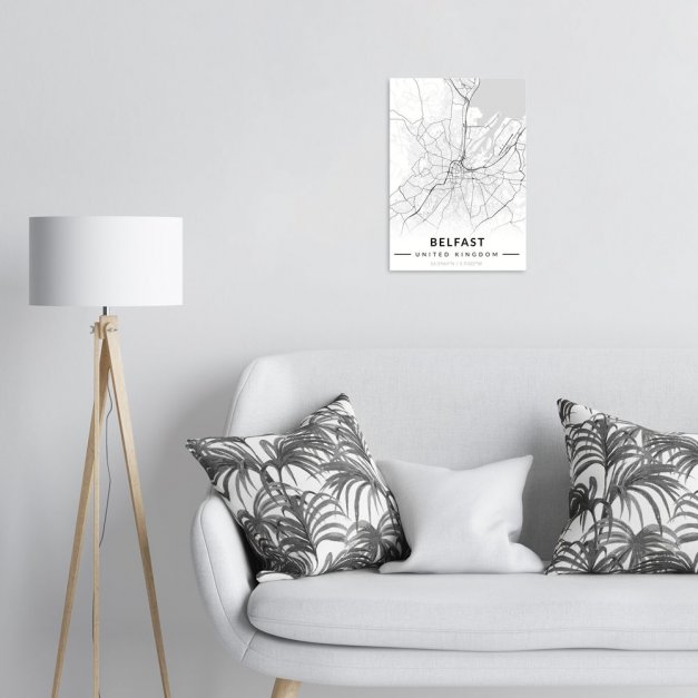 Plakat metalowy Mapa B&W Belfast M