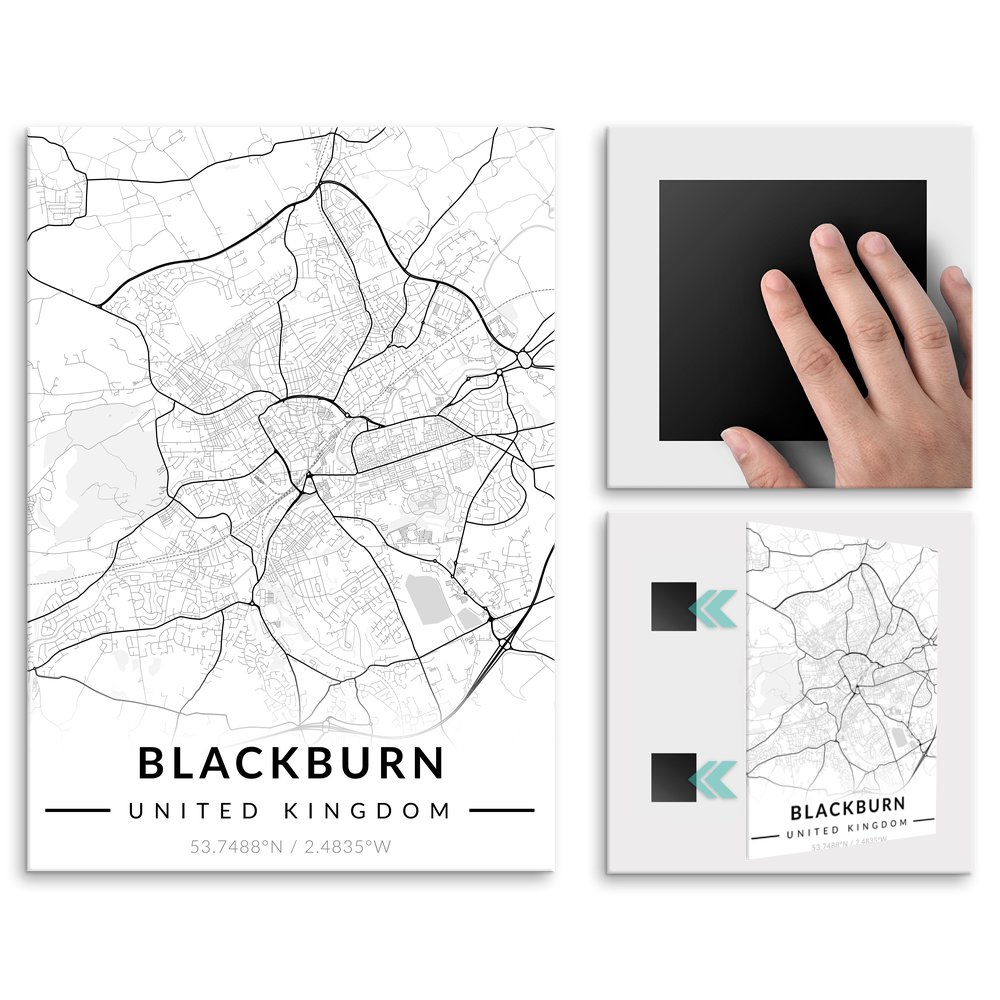 Plakat metalowy Mapa B&W Blackburn L