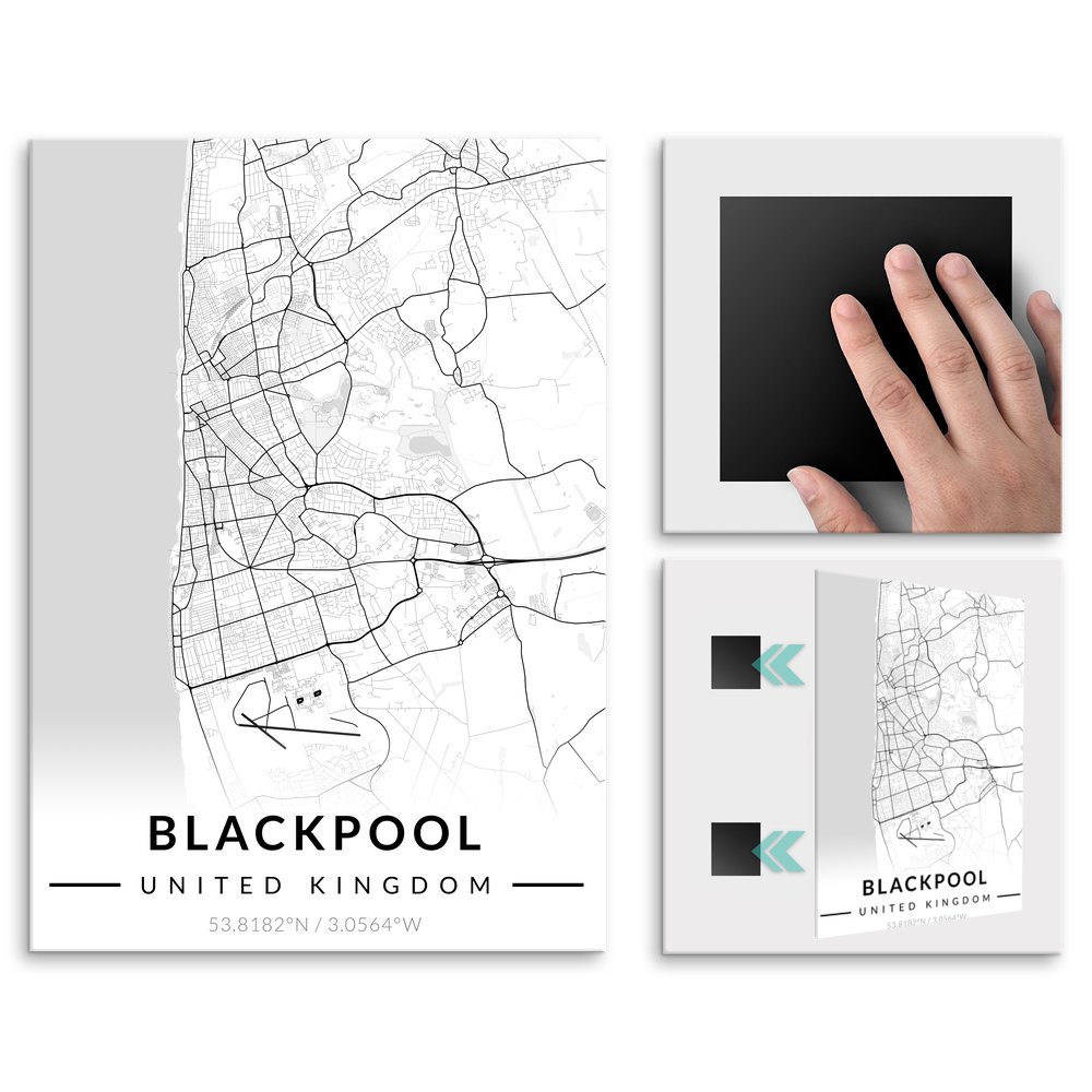 Plakat metalowy Mapa B&W Blackpool L