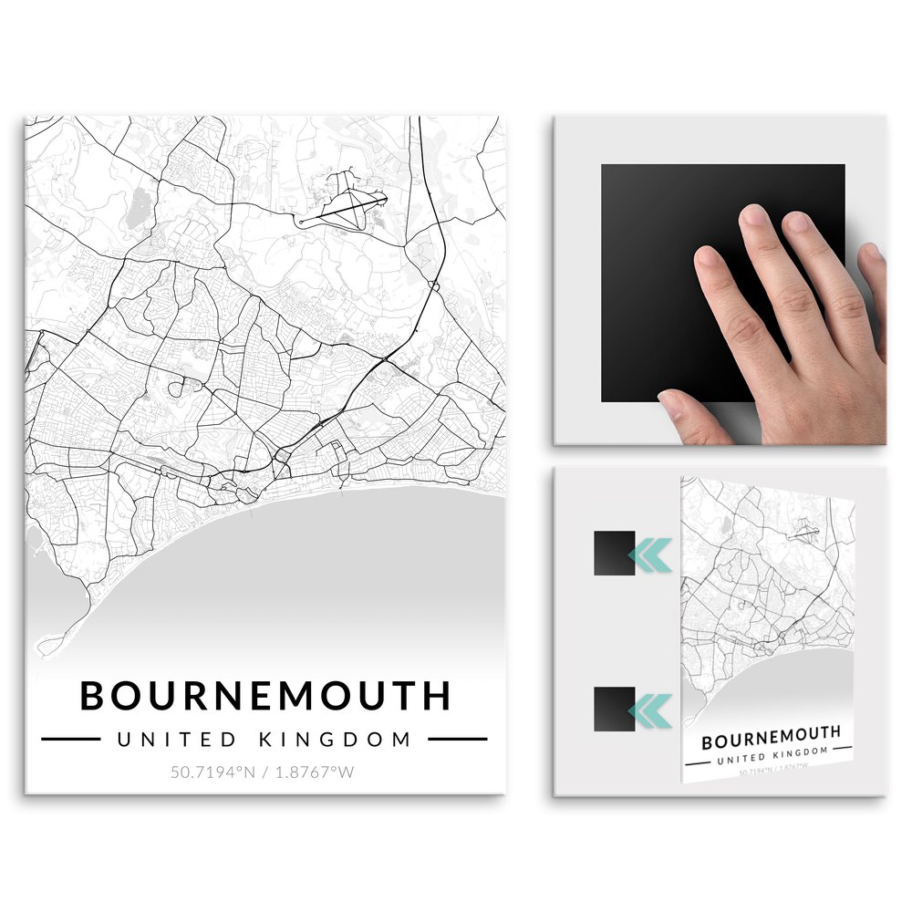 Plakat metalowy Mapa B&W Bournemouth L