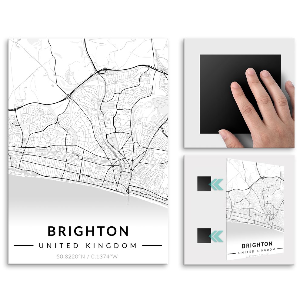 Plakat metalowy Mapa B&W Brighton L