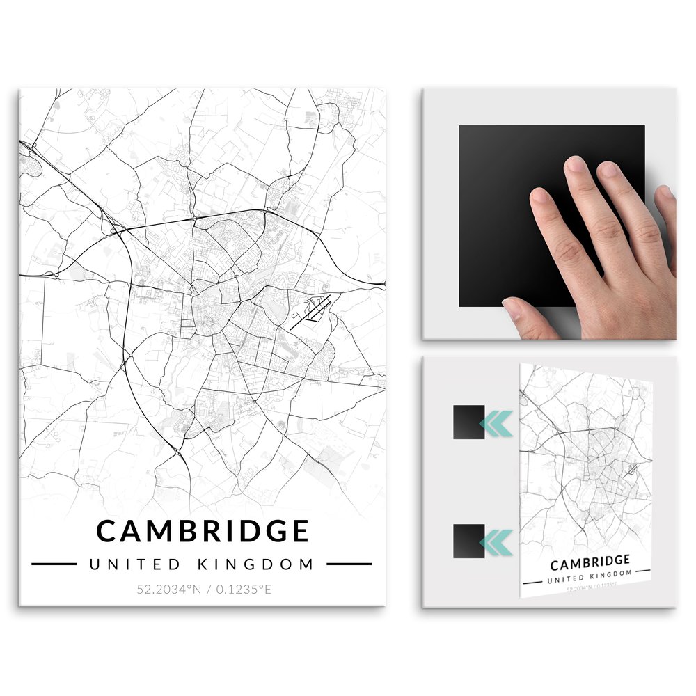 Plakat metalowy Mapa B&W Cambridge L