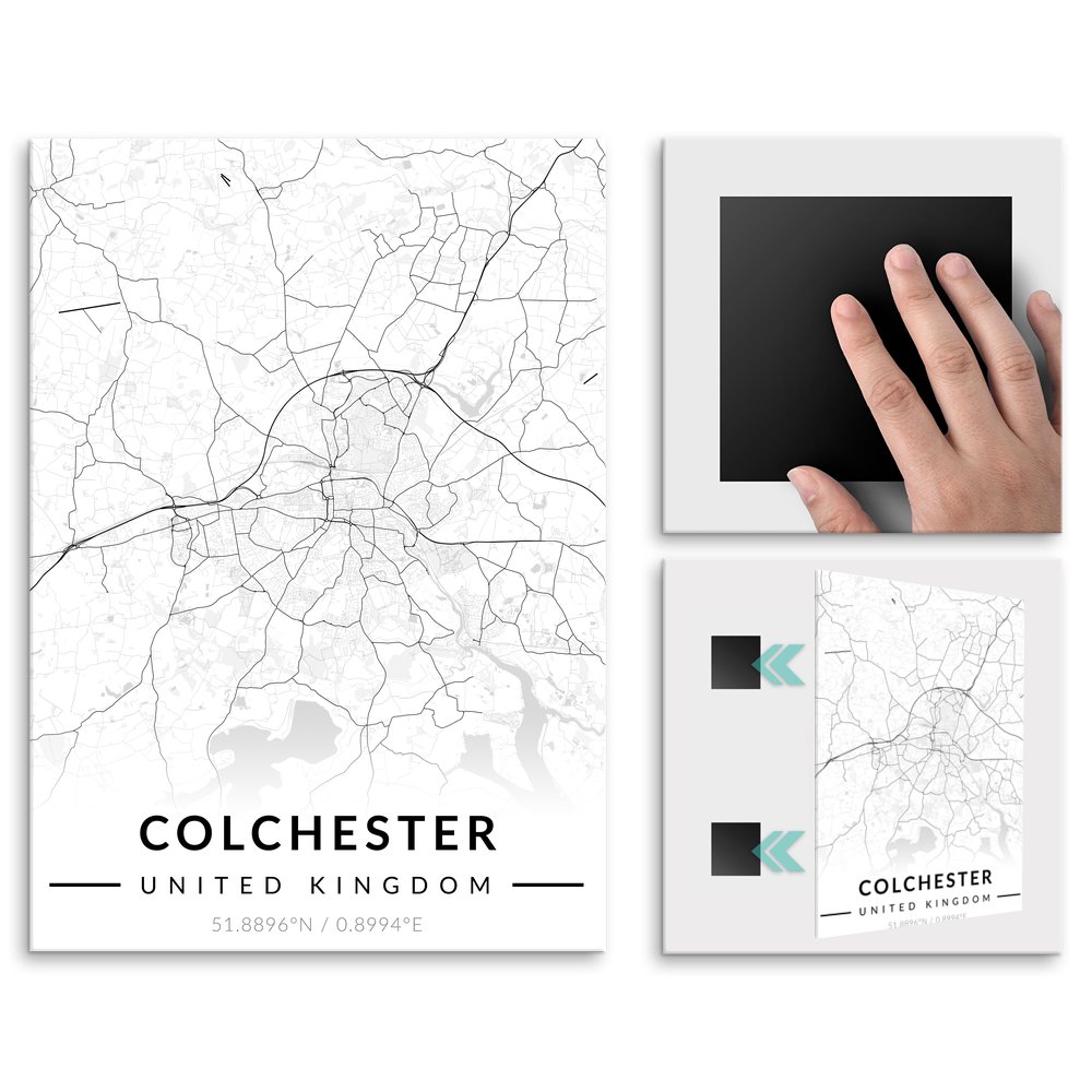 Plakat metalowy Mapa B&W Colchester L