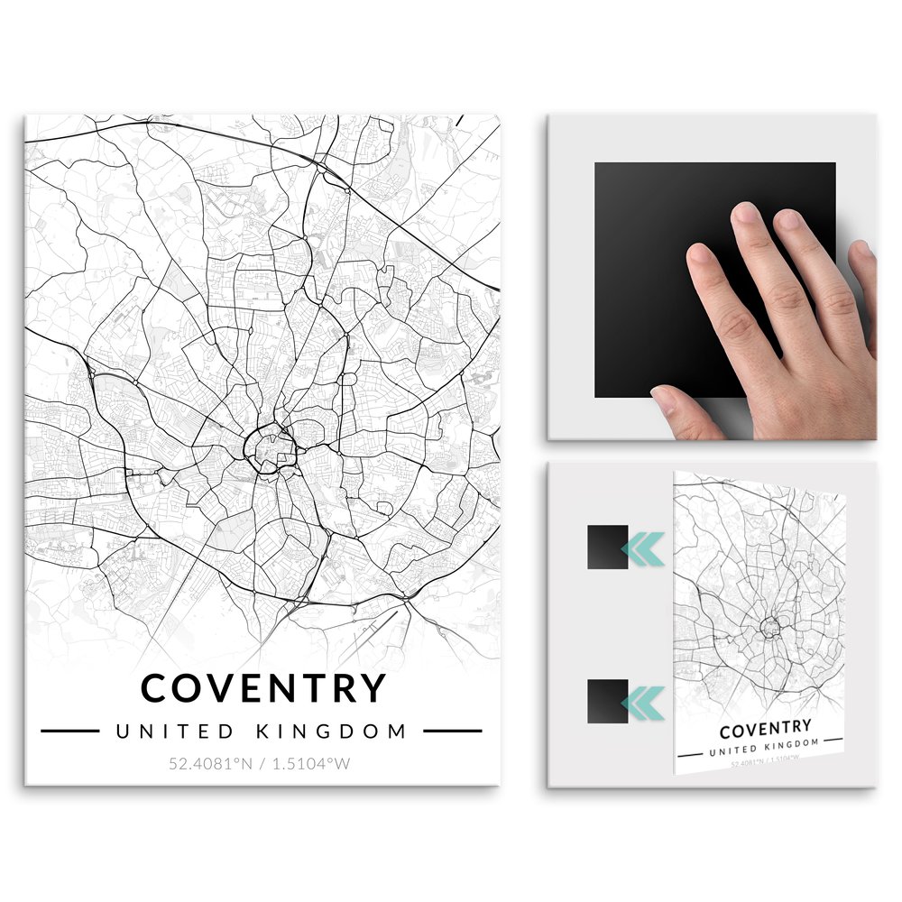 Plakat metalowy Mapa B&W Coventry L