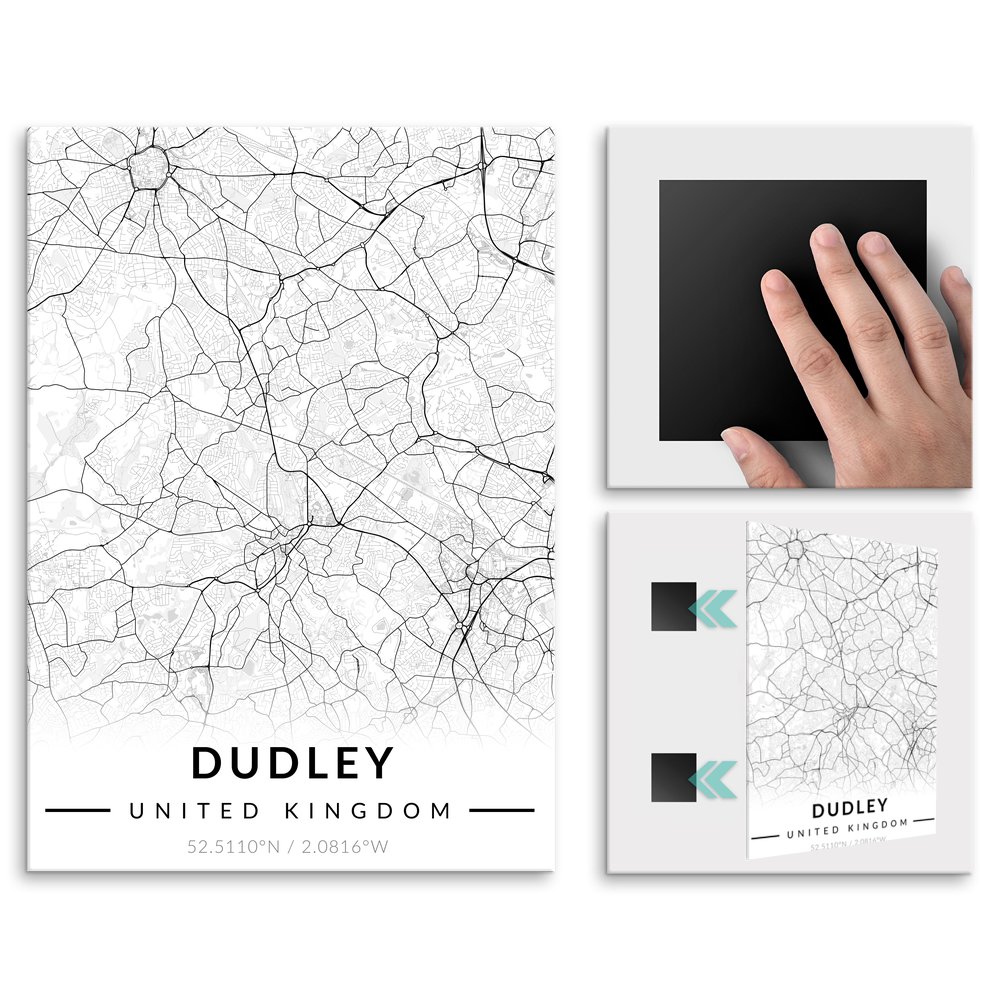 Plakat metalowy Mapa B&W Dudley L