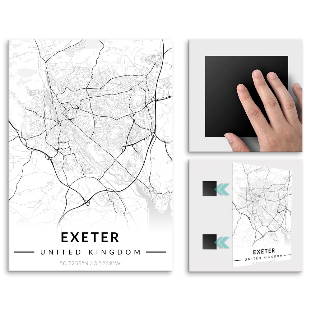 Plakat metalowy Mapa B&W Exeter L