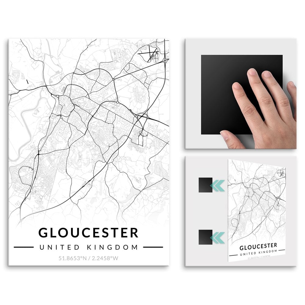 Plakat metalowy Mapa B&W Gloucester M