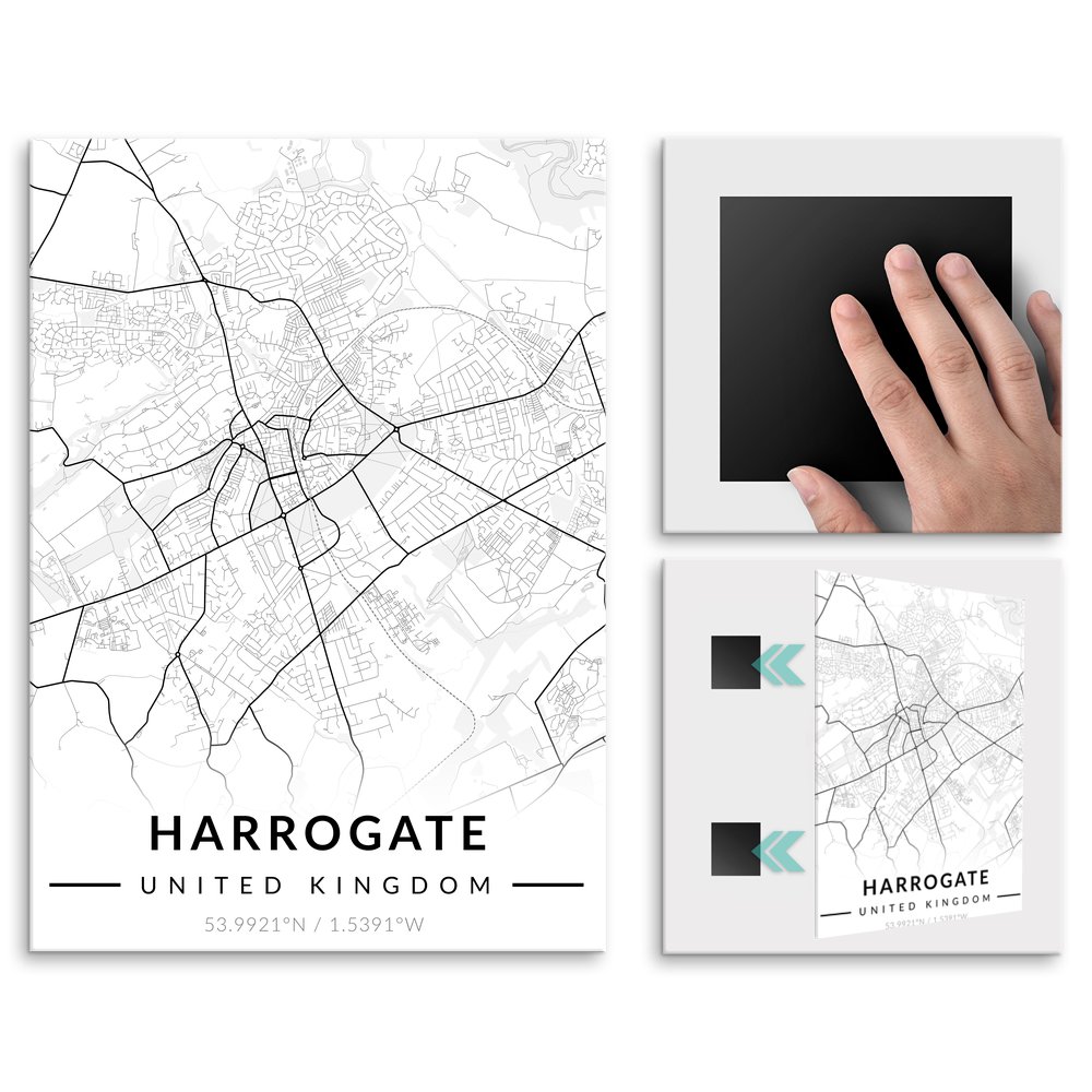 Plakat metalowy Mapa B&W Harrogate M