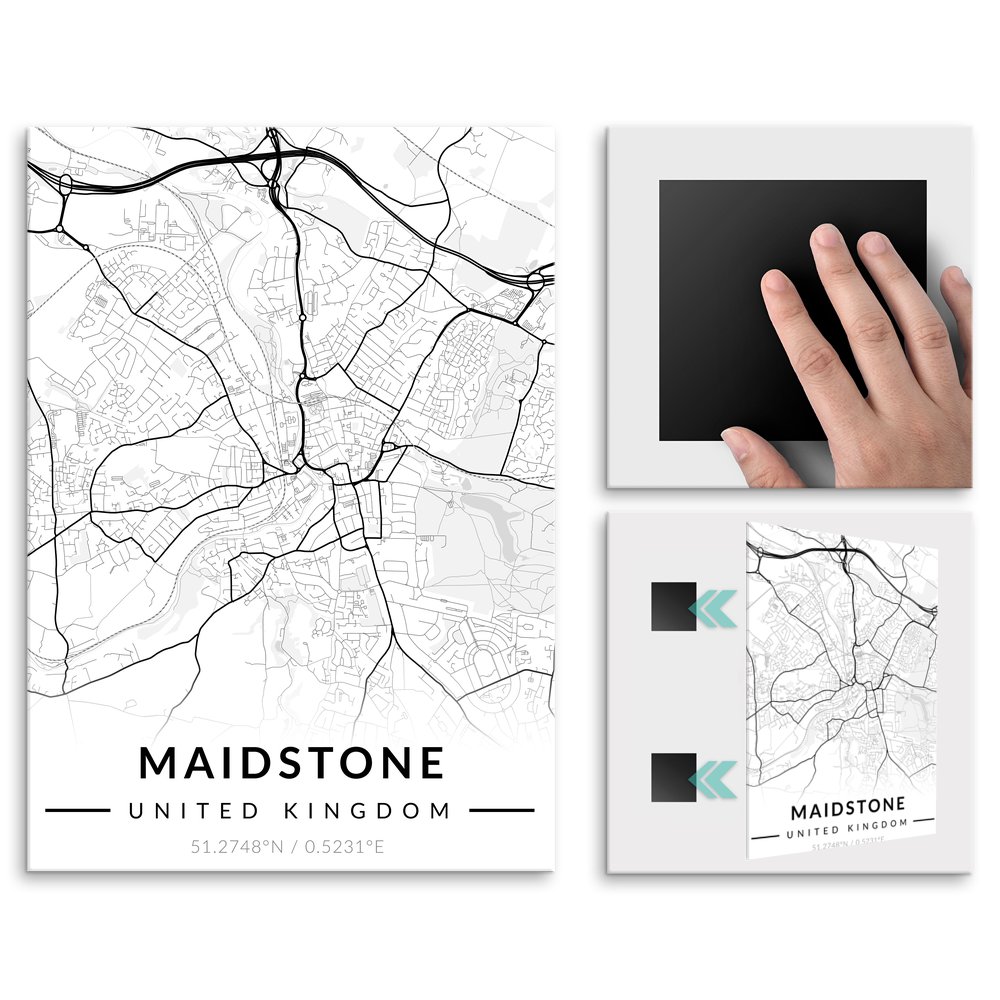 Plakat metalowy Mapa B&W Maidstone M