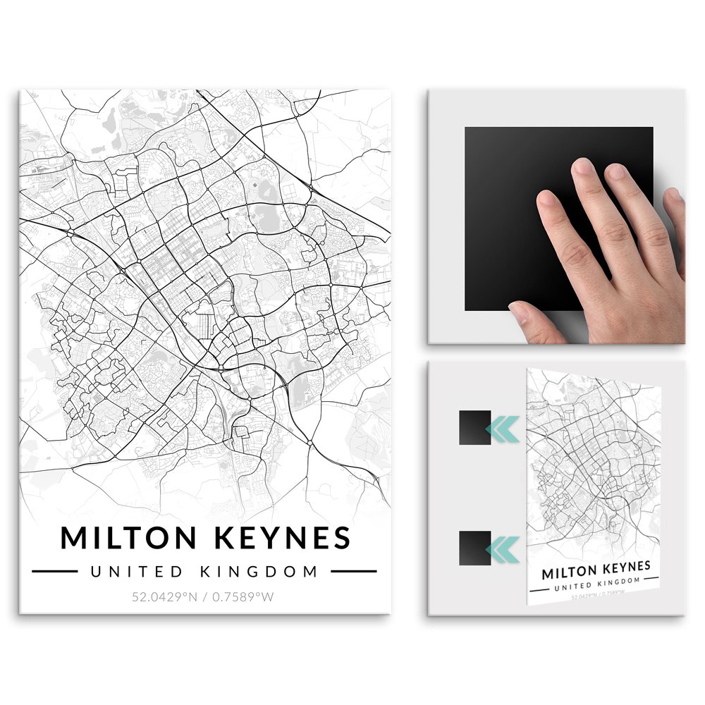 Plakat metalowy Mapa B&W Milton Keynes M