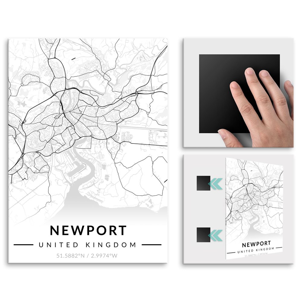 Plakat metalowy Mapa B&W Newport M