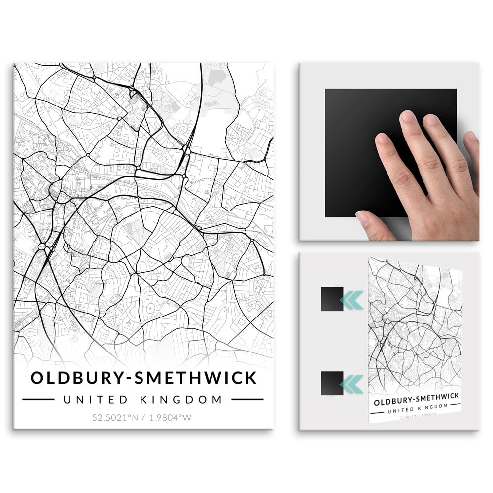 Plakat metalowy Mapa B&W Oldbury-Smethwick L